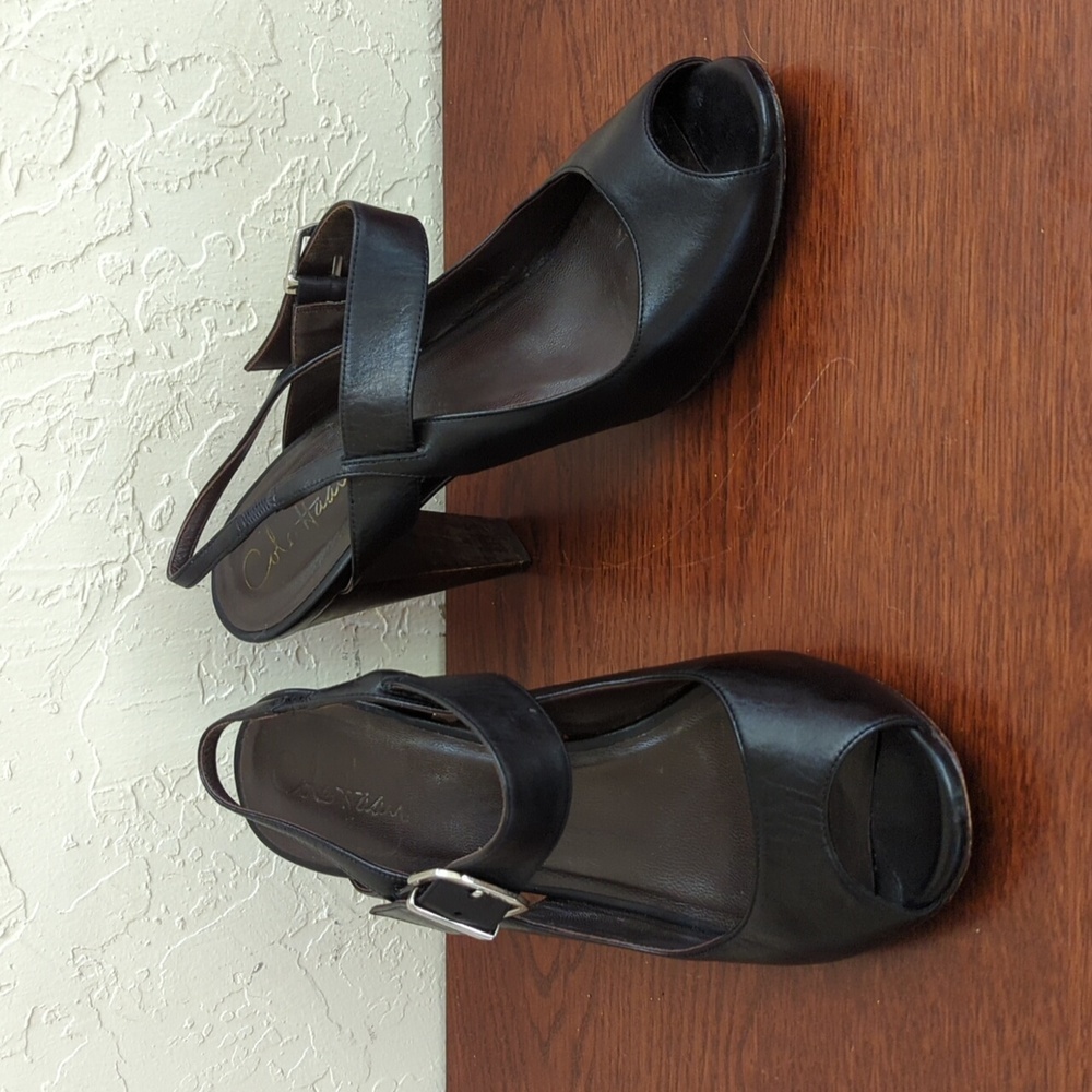 Cole Haan Black Peep-Toe Heels